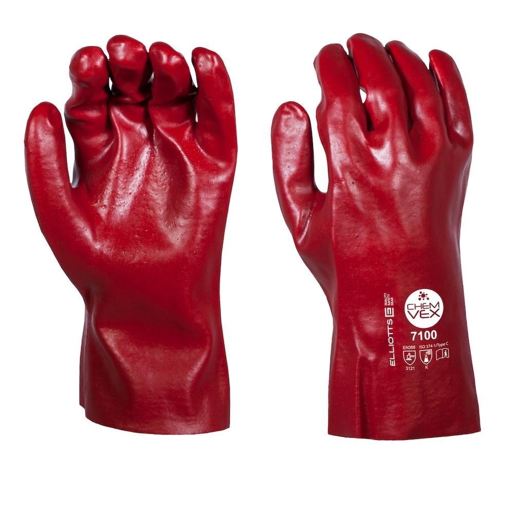 Elliotts - Chem-Vex Red PVC Gauntlet. 27cm Long. Size 10 (Pack of 120) | ELG710110-120
