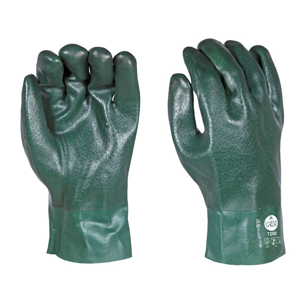 Elliotts - Chem-Vex Green PVC Gauntlet. 27cm Long. Size 10 (Pack of 120) | ELG720110-120