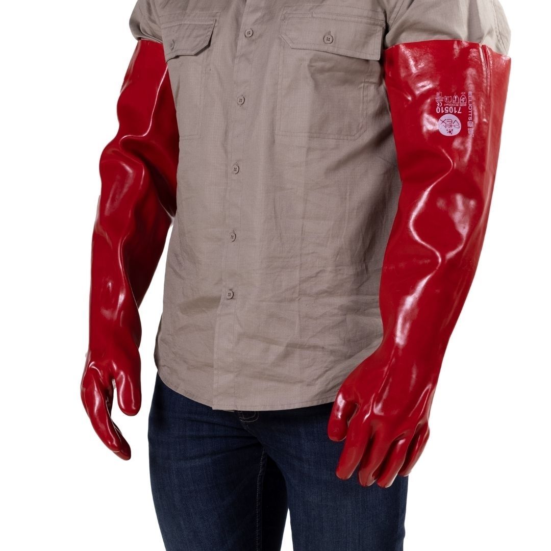 Elliotts - Chem-Vex Red PVC Gauntlet. 65cm Long. Size 10 (Pack of 5) | ELG710510-5