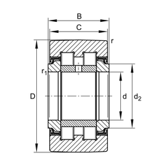 FAG Bearing - RNA2204.2RS Needle Roller Bearing (Machined Ring) 210mm Bore | RNA2204.2RS_INA