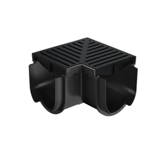 RELN - Storm Drain Corner Complete with Heelguard Black Plastic Grate | 003412