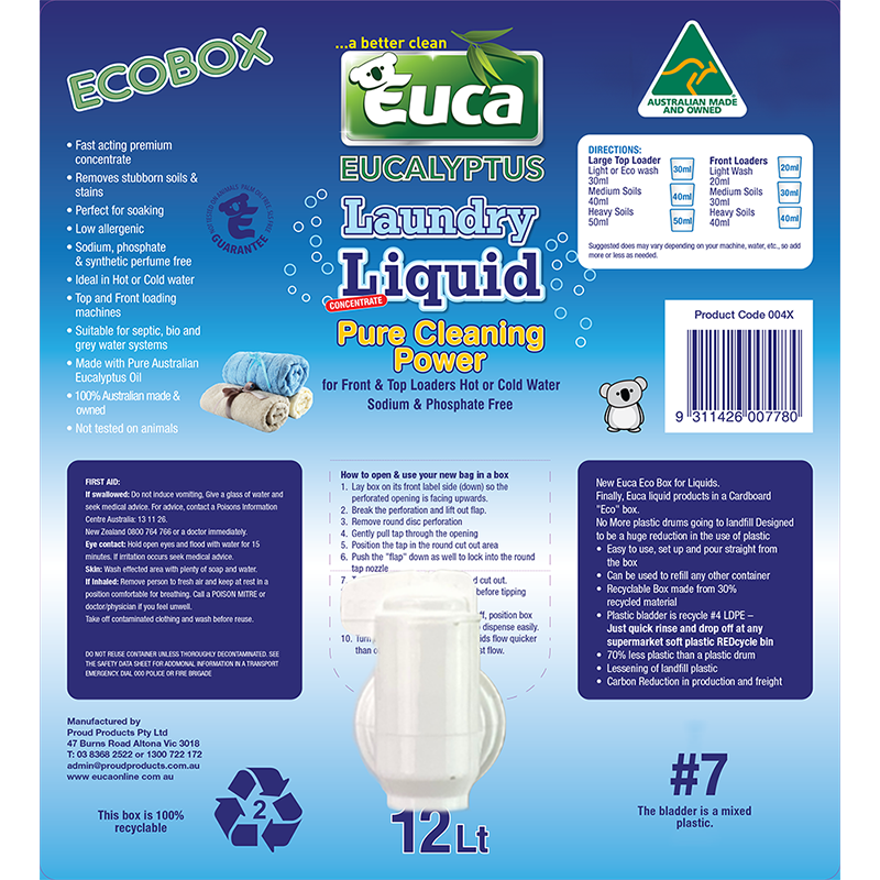 Euca Euca - Laundry Liquid Eucalyptus 12L Cask | 004X () | Euca – Industrial ...