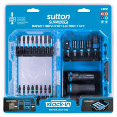 Sutton Tools - Scrdrv Bit S250 & Socket Supatorq Pow Bits STACK-IN Set 24Pc | S250S24A