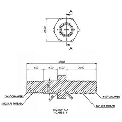 Richmond Rolling Solutions - TH4 PINTLE THREAD 1/2INCH UNF | 063PINTLE-TH4