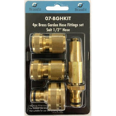 IFS - 4 Piece 1/2 (12mm) Brass Garden Hose Fitting Set | 08-BGHKIT