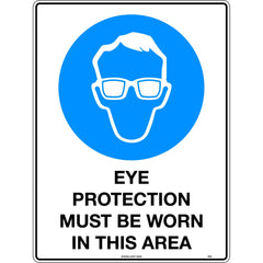 Uniform Safety Signs - 240x180mm - Self Adhesive - Eye Protection Must Be Worn in This Area | 103DA