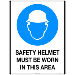 Uniform Safety Signs - 600x400mm - Poly - Safety Helmet Must be Worn in This Area | 106LP