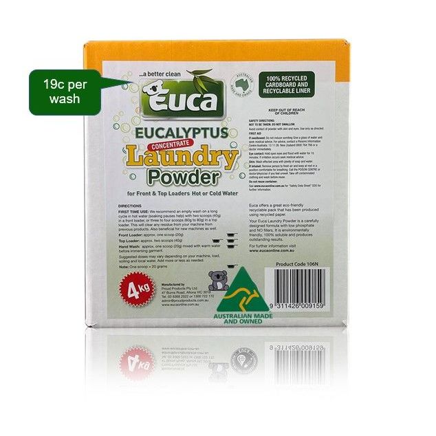 Euca Euca - Laundry Powder Eucalyptus 4Kg Box | 106N () | Euca – Industrial Shed