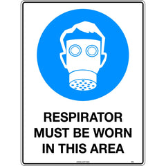 Uniform Safety Signs - 240x180mm - Self Adhesive - Respirator Must be Worn in This Area | 109DA