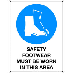 Uniform Safety Signs - 450x300mm - Metal - Safety Footwear Must be Worn in This Area | 112LSM