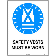 Uniform Safety Signs - 450x200mm - Poly - Safety Vests Must be Worn in This Area | 114OLP
