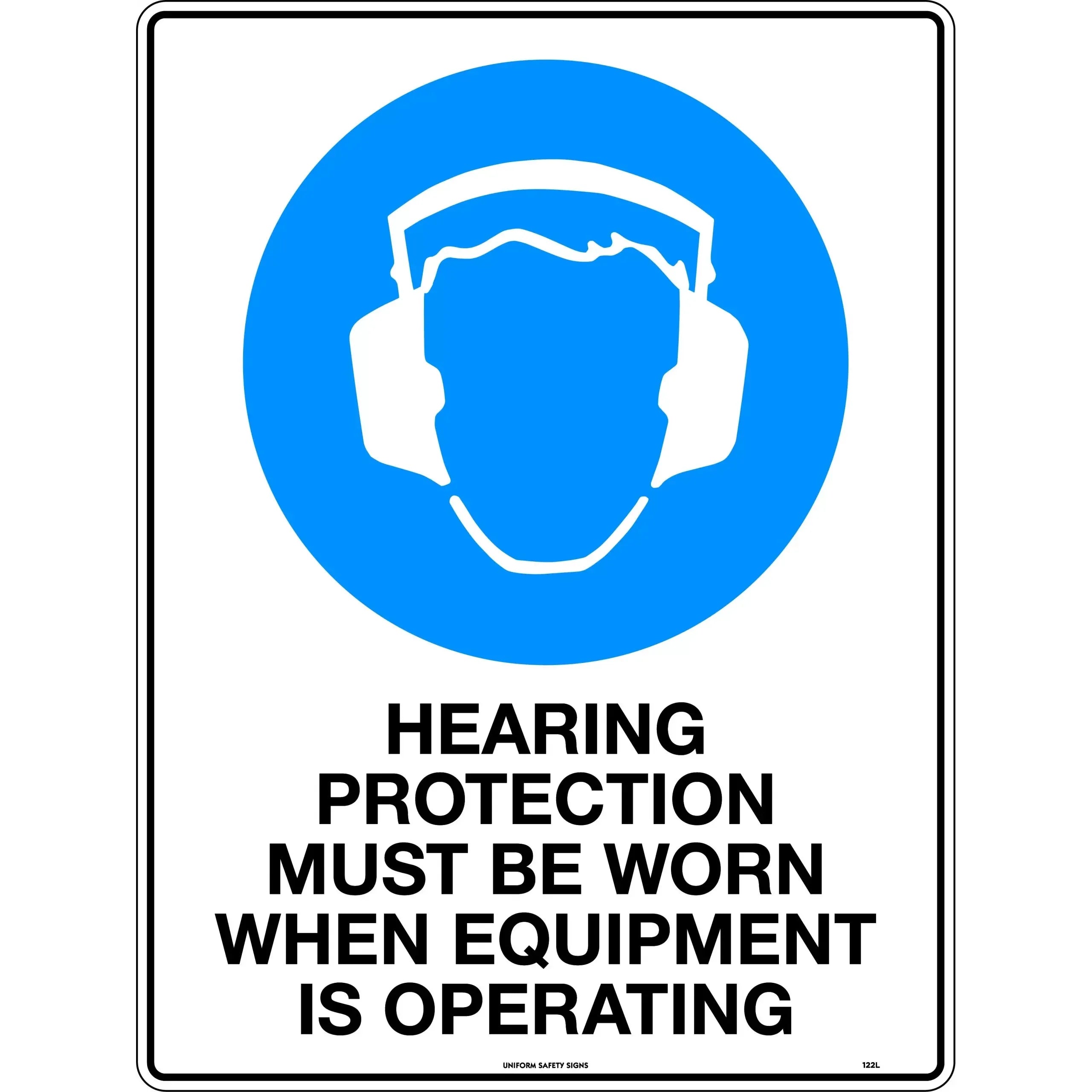 Working Uniform Sign Uniform Safety Signs - 450x300mm - Poly - Hearing Prote () | Uniform ...
