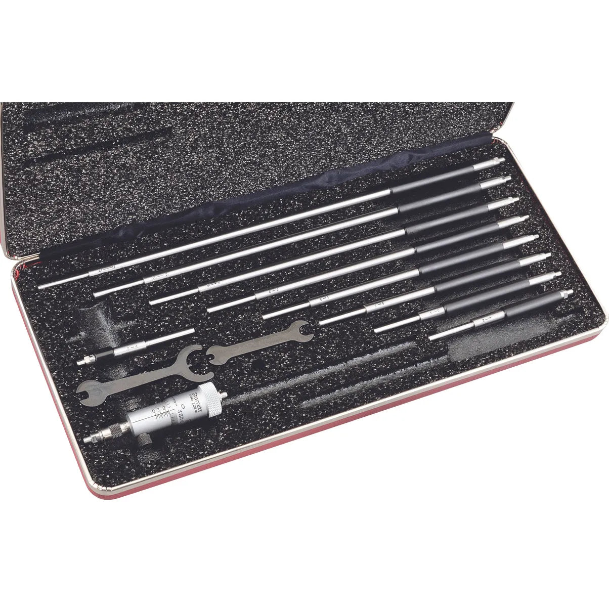Starrett - Inside Micrometer 2-12in .001in Grad 10 Rods Case | 124bz