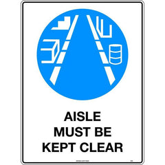 Uniform Safety Signs - 240x180mm - Self Adhesive - Aisle Must be Kept Clear | 124DA