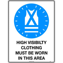 Uniform Safety Signs - 450x300mm - Poly - High Visibility Clothing Must be Worn in This Area | 126LSP