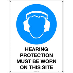 Uniform Safety Signs - 600x400mm - Corflute - Hearing Protection Must be Worn on This Site | 127LC