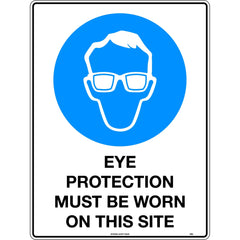 Uniform Safety Signs - 600x400mm - Poly - Eye Protection Must be Worn on This Site | 128LP