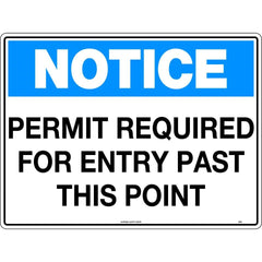 Uniform Safety Signs - 600x400mm - Corflute - Notice Permit Required for Entry Past this Point | 131LC
