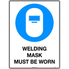 Uniform Safety Signs - 600x400mm - Metal - Welding Mask Must be Worn | 136LM