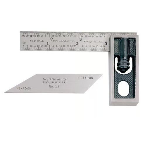 Starrett - Double Square 4in W/ Graduated and Bevel Blades | 13b