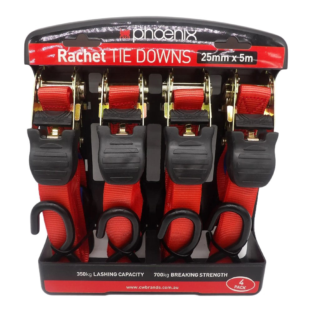 Phoenix - Ratchet 25mm X 5mtr Lashing 350kg 4pk | 14011
