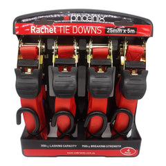 Phoenix - Ratchet 25mm X 5mtr Lashing 350kg 4pk | 14011