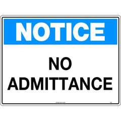 Uniform Safety Signs - 600x400mm - Corflute - Notice No Admittance | 147LC