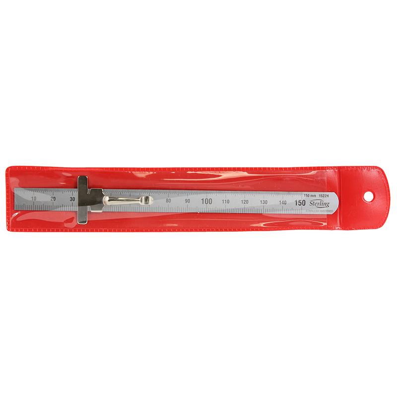 150mm/6in Matt Stainless Rule with Pocket Clip Metric Imperial