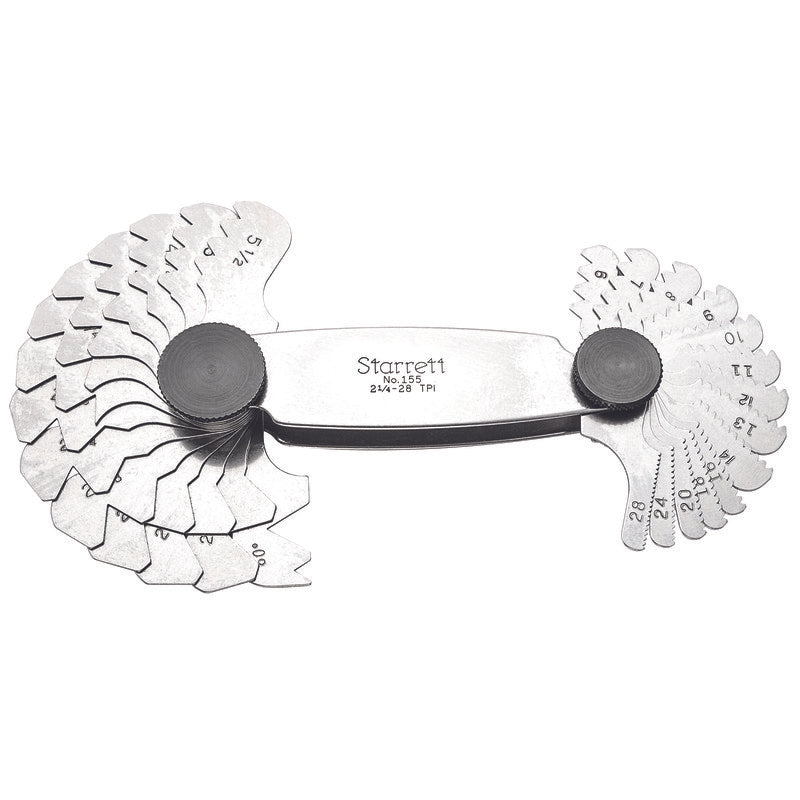 Starrett - Screw Pitch Gage 60dg Threads 27 Leaves 2 1/4-28 Tpi | 155