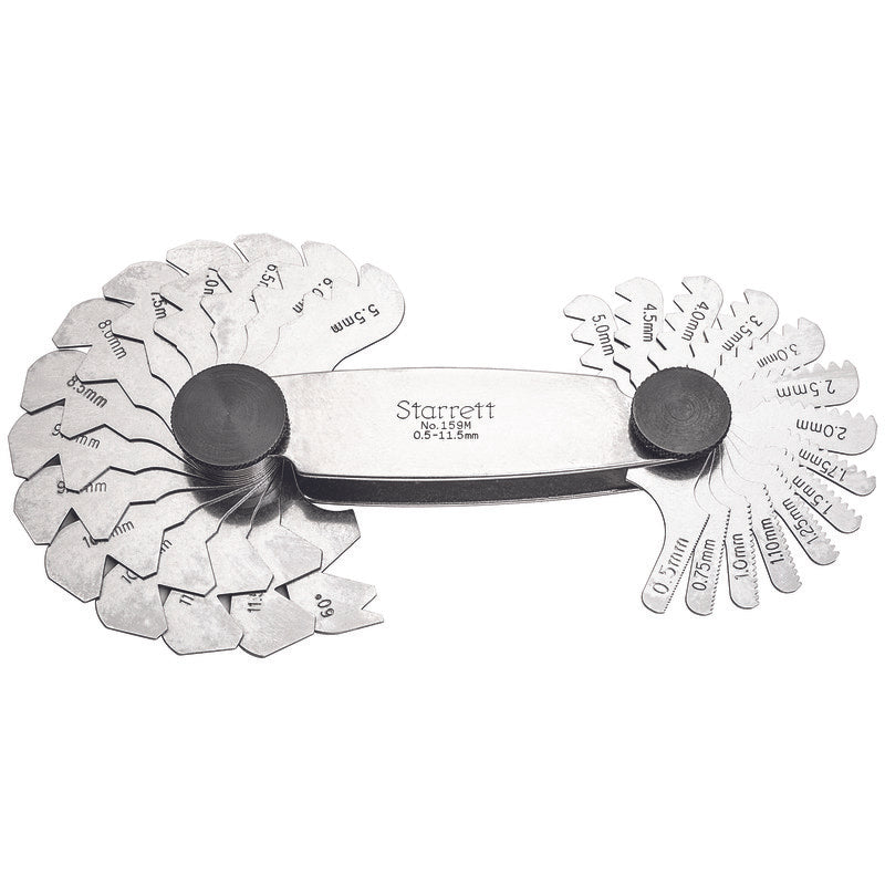 Starrett - Screw Pitch Gage 60dg Threads 28 Leaves 0.5 - 11.5mm Range | 159m