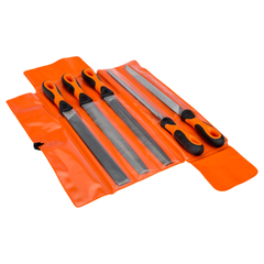 Bahco - File Set - 5 Pce - 10" - 2nd Cut - Hand - Half Round - 3 Square - Round & Cabinet Rasp - Plastid Wallet | 1-477-10-2-2