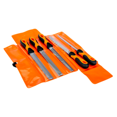 Bahco - File Set - 5 Pce - 8" - 2nd Cut - Hand - Half Round - 3 Square - Round File & 1 X Half Round Rasp - Plastic Wallet | 1-477-08-2-2