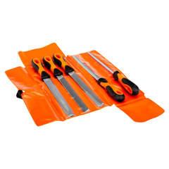 Bahco - File Set - 5 Pce - 8" - 2nd Cut - Hand - Half Round - Round File - Flat & 1 X Cabinet Half Round Rasp - Plastic Wallet | 1-479-08-2-2