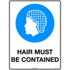 Uniform Safety Signs - 300x225mm - Poly - Hair Must Be Contained | 176MP