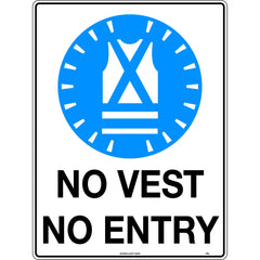 Uniform Safety Signs - 600x400mm - Poly - No Vest No Entry | 178LP