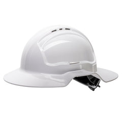 Maxisafe - Broad Brim Vented Hard Hat – Ratchet - White | HVB570-W