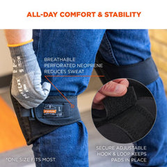 Ergodyne - ProFlex 350 Gel Foam Knee Pads - Long Soft Cap - Black | 18350