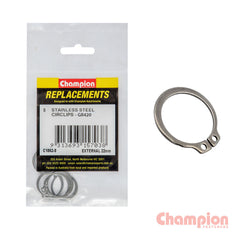 Champion - Stainless Steel External Circlips - 22mm | C1862-8