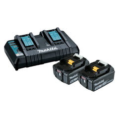 Makita Tools - 18V Same Time Dual Port Rapid Battery Charger with 2 x 5.0Ah battery | 198928-5