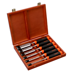 Bahco - Ergo™ Splitproof Woodworking Chisel Set - 6 Piece - 6. 10. 12. 18. 25 & 32mm In Wooden Box | 434-S6-EUR