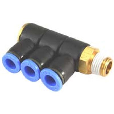 IFS - QFM6T 10mmx1/4 Push-In Triple Banjo Male Elbow | 20-M006T-1004