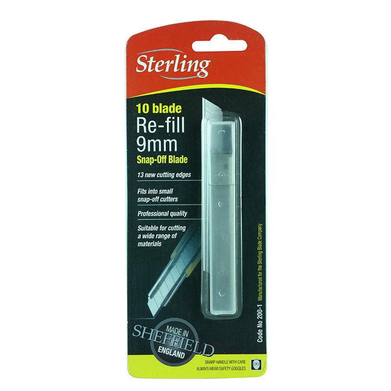 STERLING 9mm Small Snap-Off Blade (x10) - carded