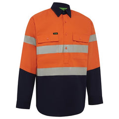 Worksense - Mens Shirt  LS Taped 2Tone Classic Fit Orange/Navy Size XL | CW9186441ONR1XL