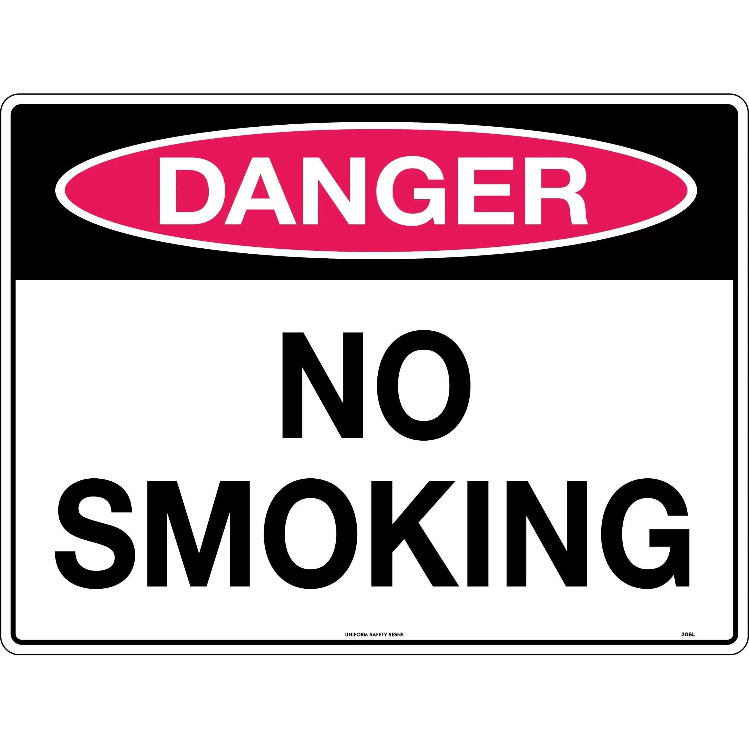 Uniform Safety Signs - 600x400mm - Poly - Danger No Smoking | 206LP