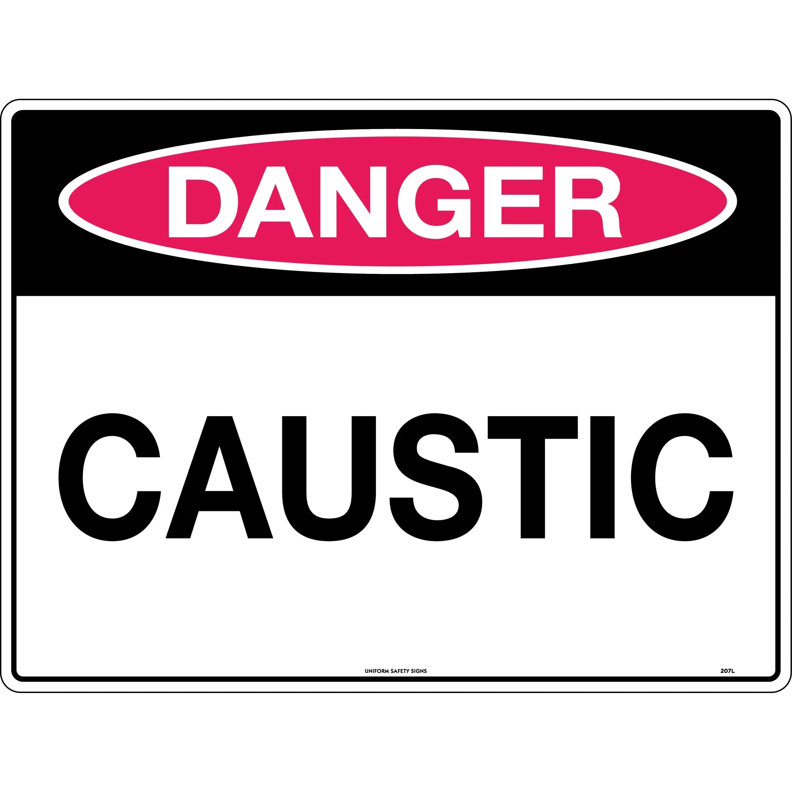 Uniform Safety Signs - 600x400mm - Poly - Danger Caustic | 207LP