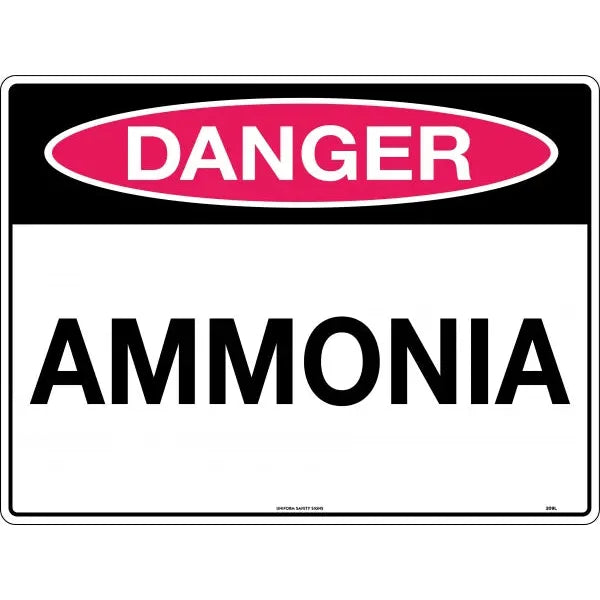 Uniform Safety Signs - 240x180mm - Self Adhesive - Danger Ammonia | 209DA