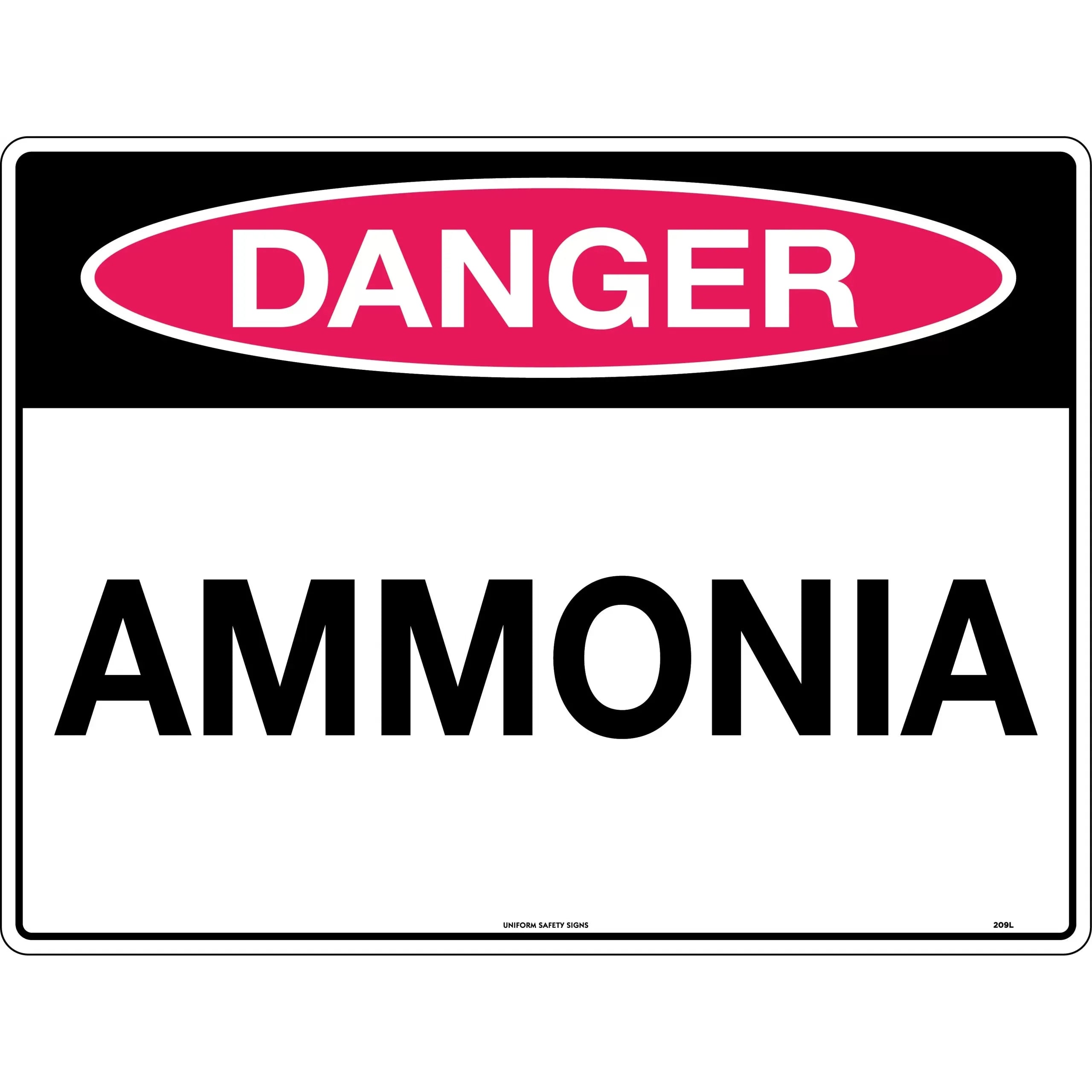 Uniform Safety Signs - 450x300mm - Metal - Danger Ammonia | 209LSM