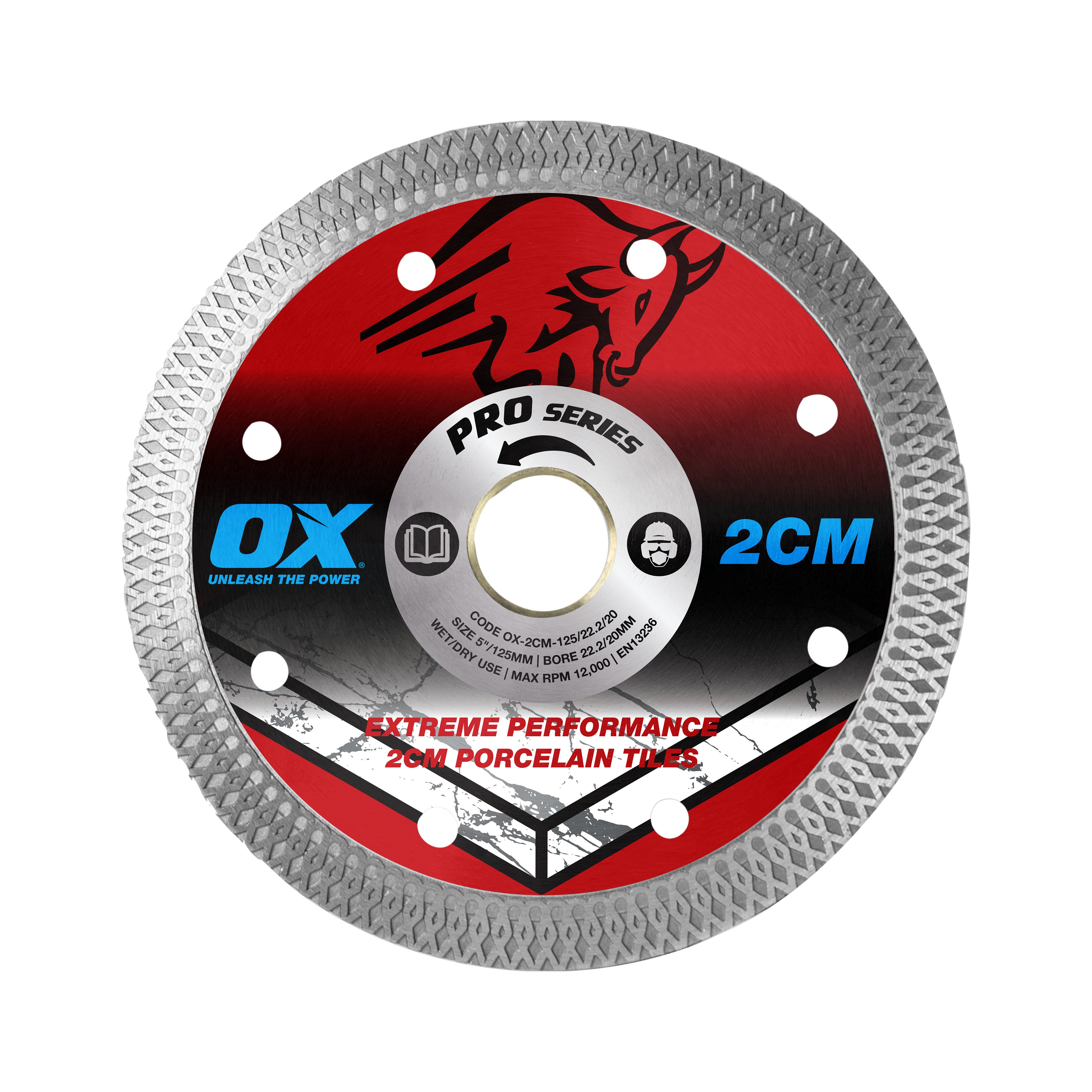 OX Tools - Pro 2cm Porcelain Cutting Blade - 125/22.2/20mm | OX-2CM-125/22.2/20