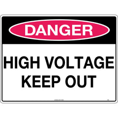 Uniform Safety Signs - 240x180mm - Self Adhesive - Danger High Voltage Keep Out | 211DA