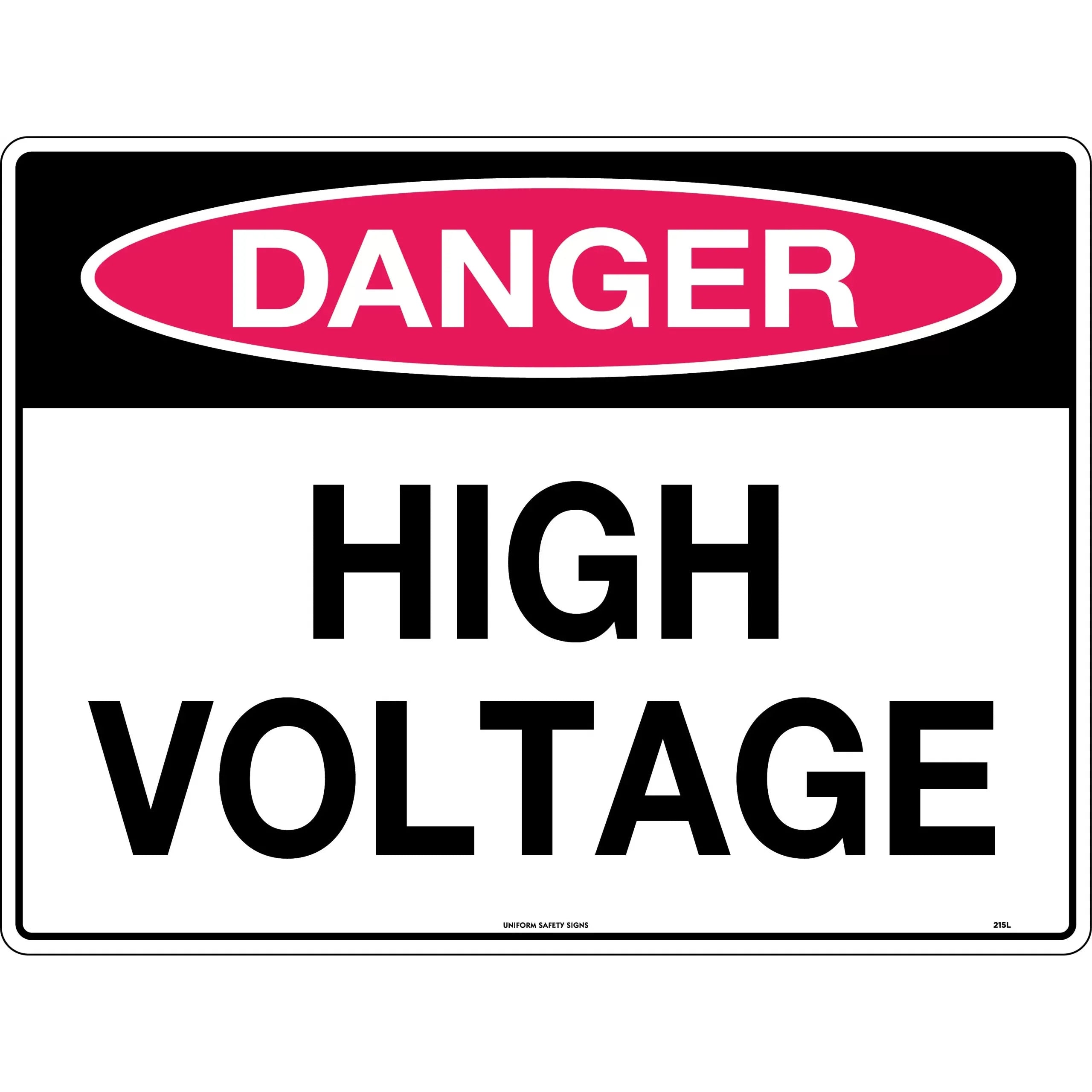Uniform Safety Signs - 600x400mm - Metal - Danger High Voltage | 215LM